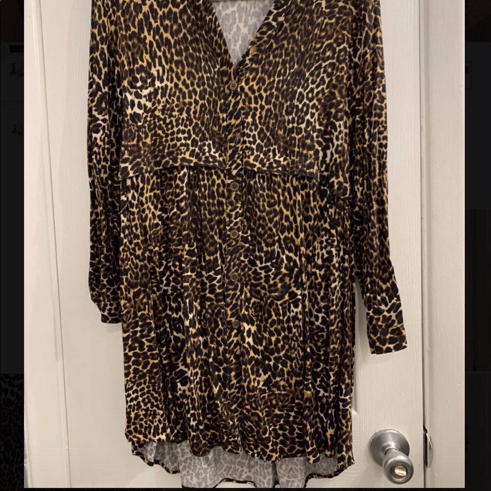 Cheetah dress, long sleeve, mini